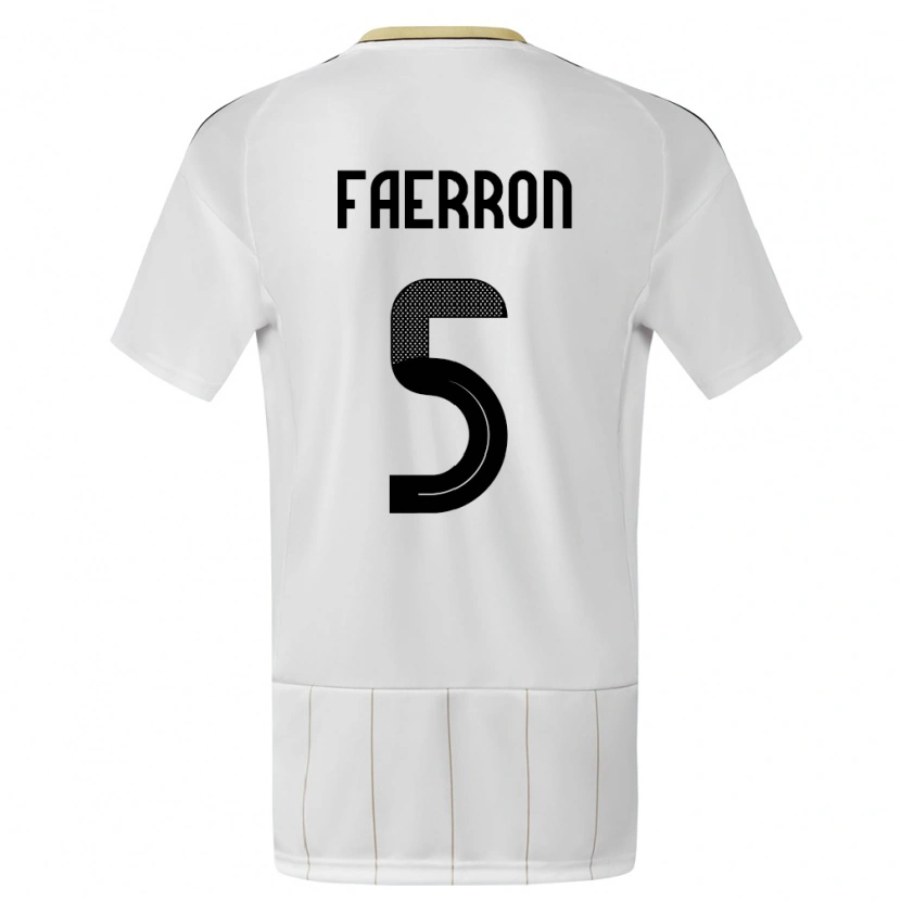 Danxen Kinder Costa Rica Fernán Faerron #5 Weiß Auswärtstrikot Trikot 24-26 T-Shirt