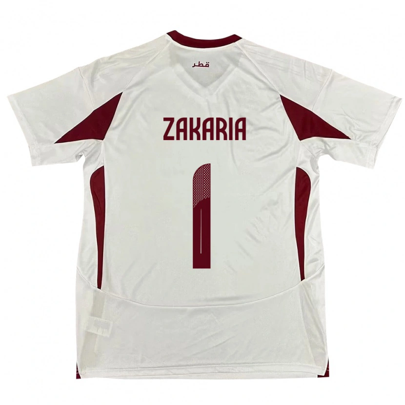 Danxen Kinder Katar Salah Zakaria #1 Weiß Auswärtstrikot Trikot 24-26 T-Shirt