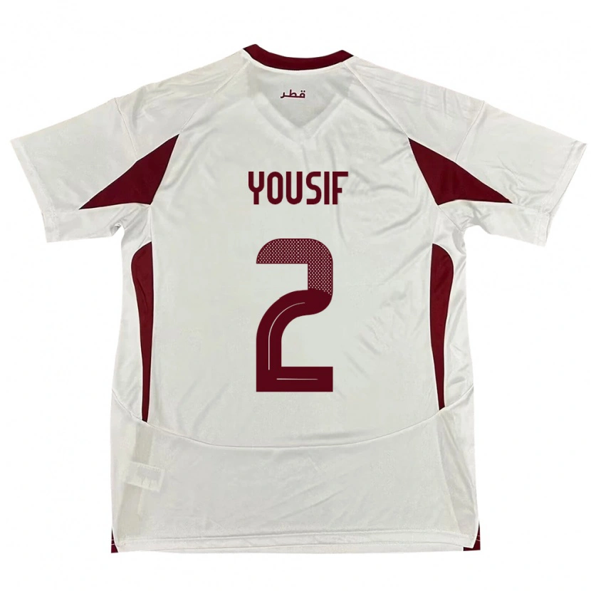 Danxen Kinder Katar Abdalla Yousif #2 Weiß Auswärtstrikot Trikot 24-26 T-Shirt