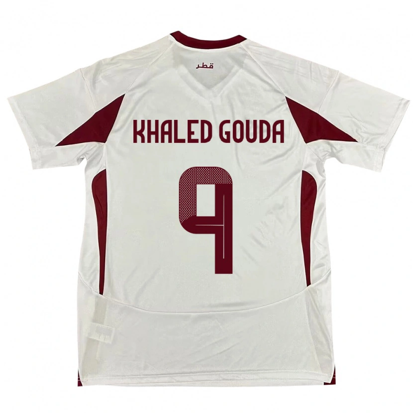 Danxen Kinder Katar Mohamed Khaled Gouda #9 Weiß Auswärtstrikot Trikot 24-26 T-Shirt