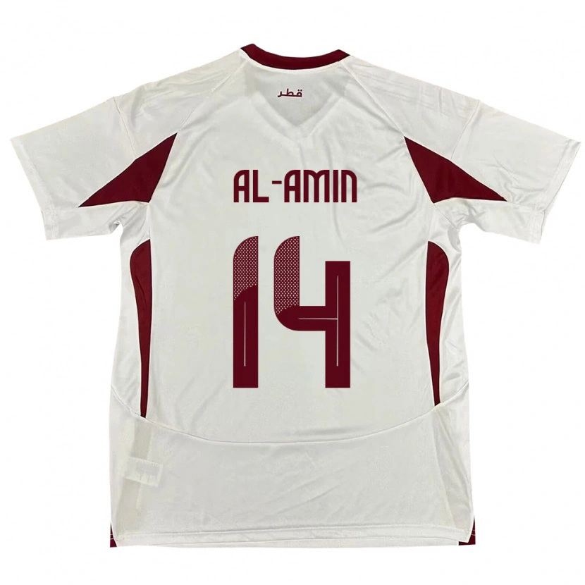 Danxen Kinder Katar Homam Al-Amin #14 Weiß Auswärtstrikot Trikot 24-26 T-Shirt
