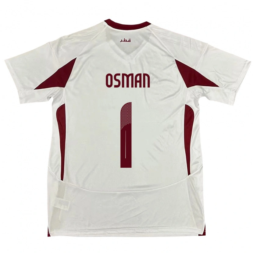 Danxen Kinder Katar Abubaker Osman #1 Weiß Auswärtstrikot Trikot 24-26 T-Shirt