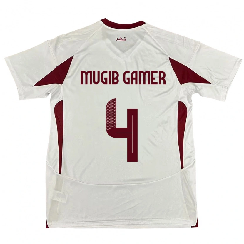 Danxen Kinder Katar Abdalla Mugib Gamer #4 Weiß Auswärtstrikot Trikot 24-26 T-Shirt