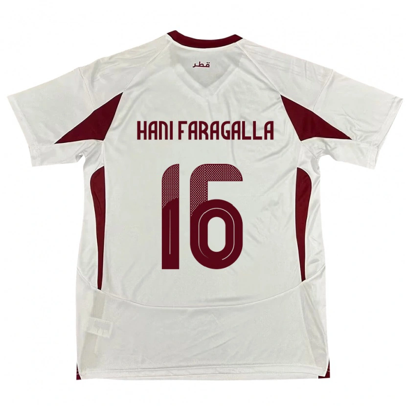 Danxen Kinder Katar Mohamed Hani Faragalla #16 Weiß Auswärtstrikot Trikot 24-26 T-Shirt