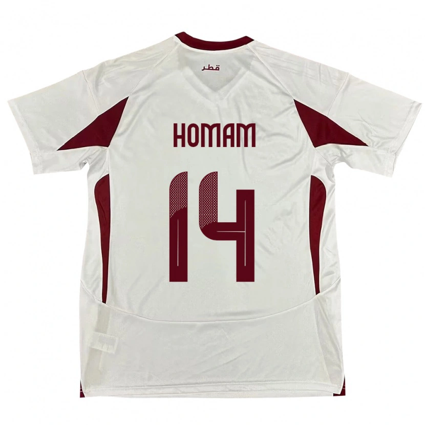 Danxen Kinder Katar Homam Ahmed #14 Weiß Auswärtstrikot Trikot 24-26 T-Shirt
