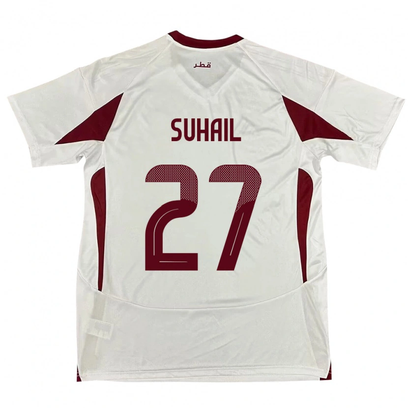 Danxen Kinder Katar Ahmed Suhail #27 Weiß Auswärtstrikot Trikot 24-26 T-Shirt