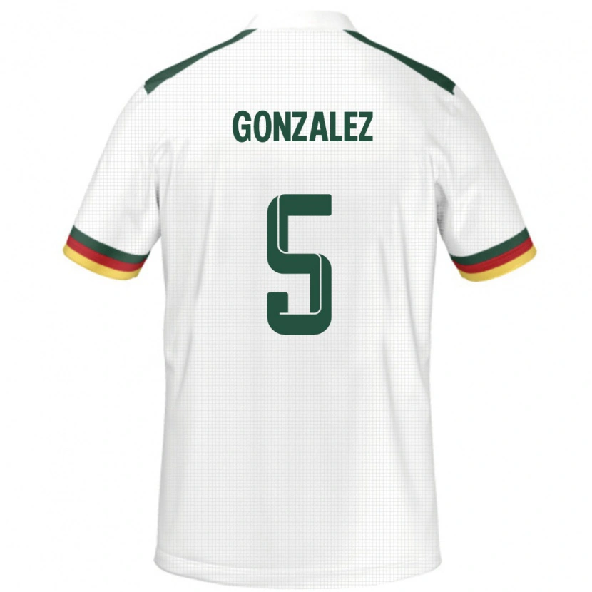 Danxen Kinder Kamerun Oumar Gonzalez #5 Weiß Auswärtstrikot Trikot 24-26 T-Shirt