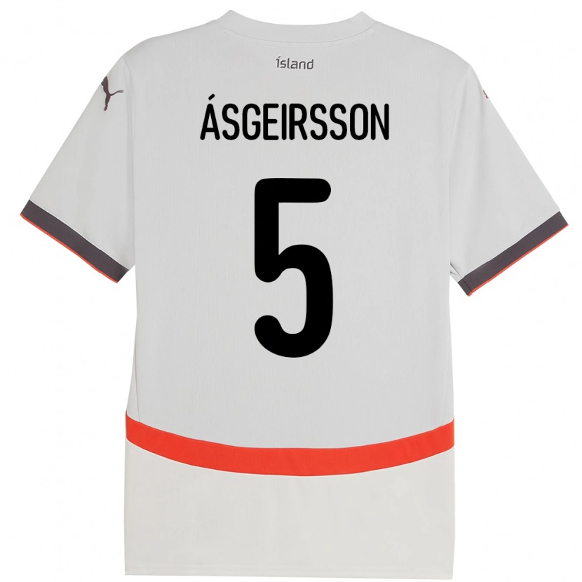 Danxen Kinder Island Sölvi Snaer Ásgeirsson #5 Weiß Auswärtstrikot Trikot 24-26 T-Shirt