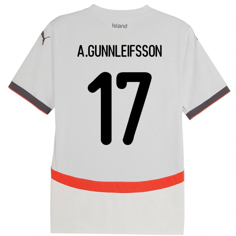 Danxen Kinder Island Arnar Bjarki Gunnleifsson #17 Weiß Auswärtstrikot Trikot 24-26 T-Shirt