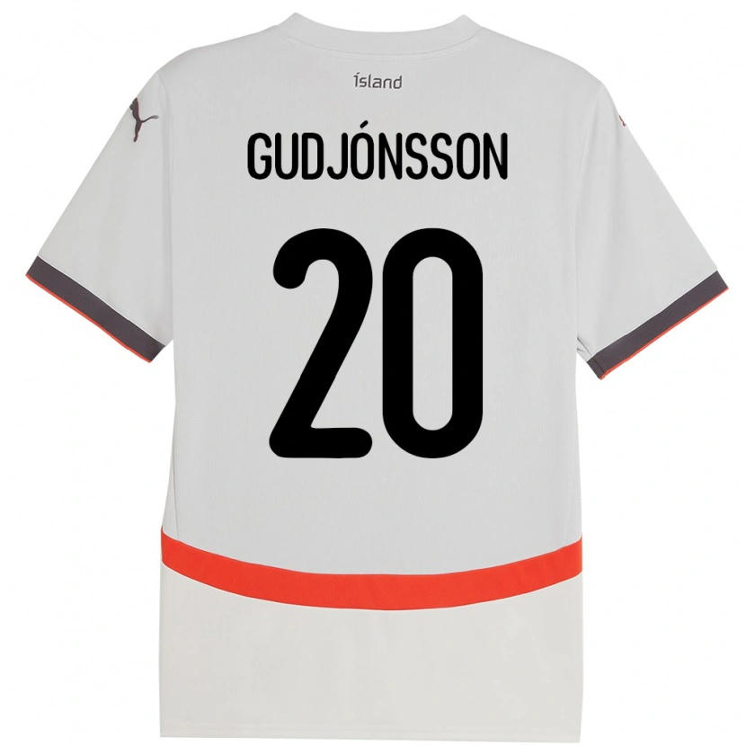 Danxen Kinder Island Alexander Máni Gudjónsson #20 Weiß Auswärtstrikot Trikot 24-26 T-Shirt