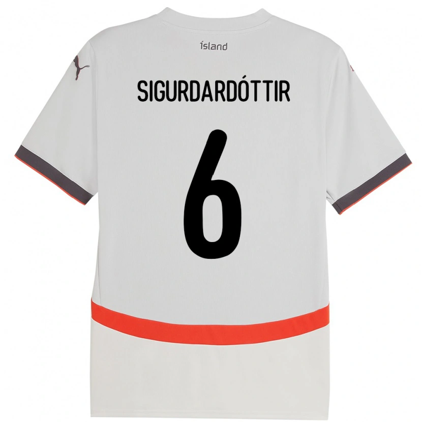 Danxen Kinder Island Ingibjörg Sigurðardóttir #6 Weiß Auswärtstrikot Trikot 24-26 T-Shirt