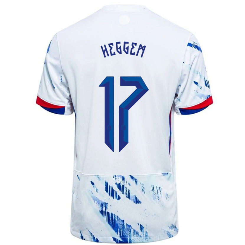 Danxen Kinder Norwegen Torbjørn Heggem #17 Weiß Blau Auswärtstrikot Trikot 24-26 T-Shirt