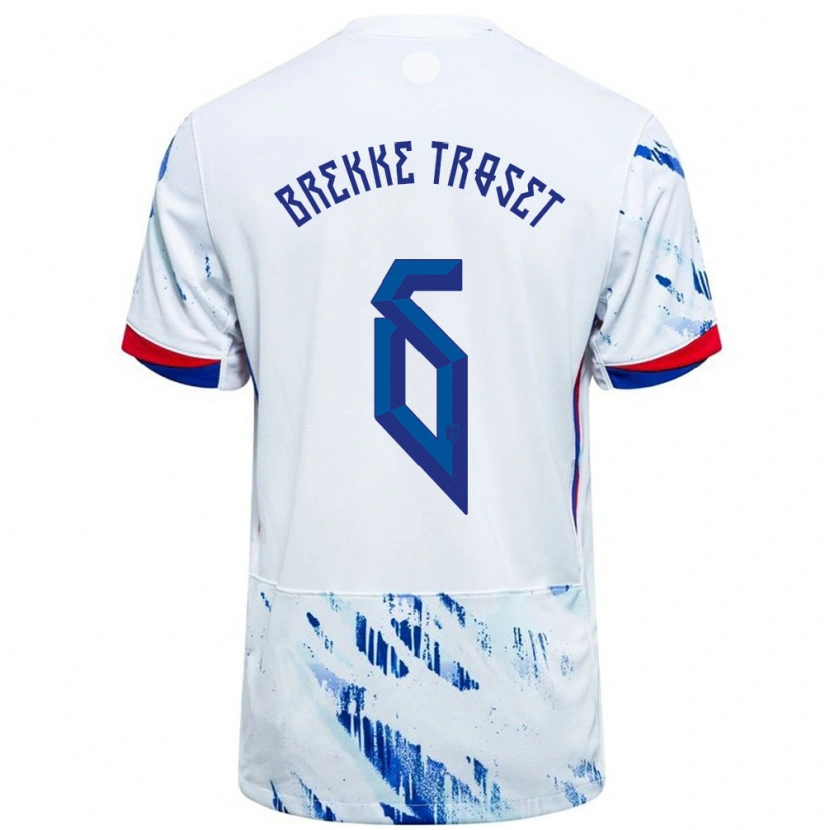 Danxen Kinder Norwegen Henry Brekke Troset #6 Weiß Blau Auswärtstrikot Trikot 24-26 T-Shirt