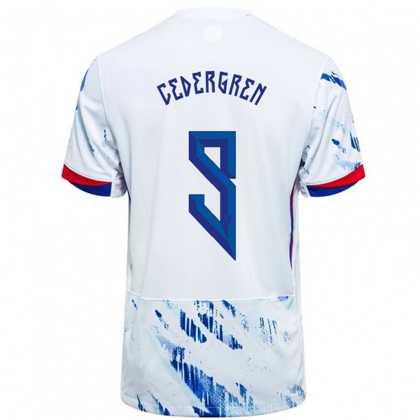 Danxen Kinder Norwegen Abel Cedergren #9 Weiß Blau Auswärtstrikot Trikot 24-26 T-Shirt