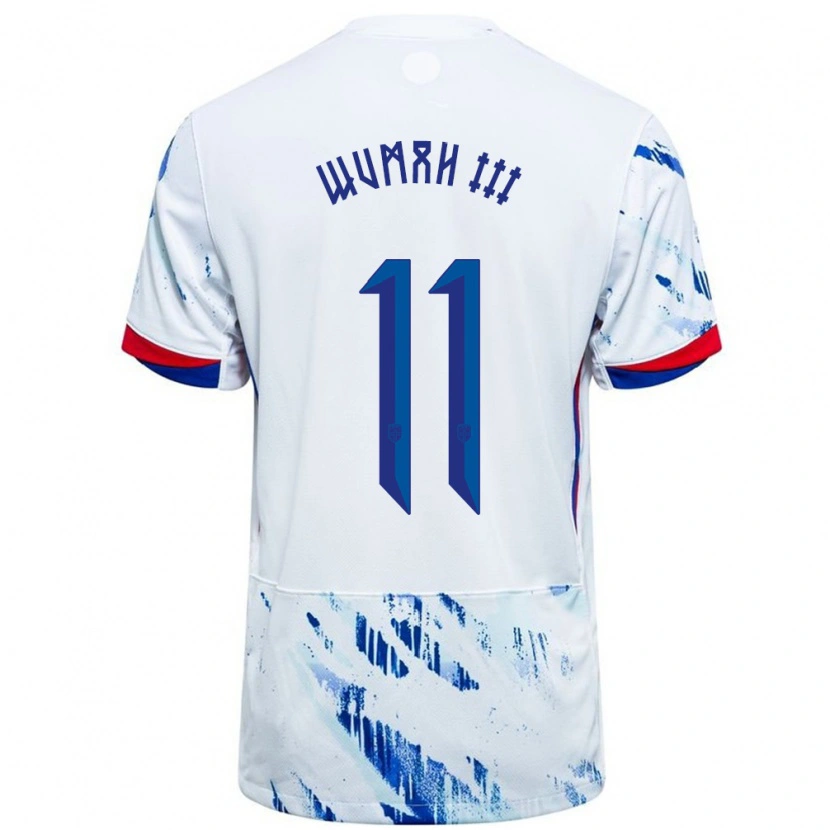 Danxen Kinder Norwegen Edward Wumah Iii #11 Weiß Blau Auswärtstrikot Trikot 24-26 T-Shirt