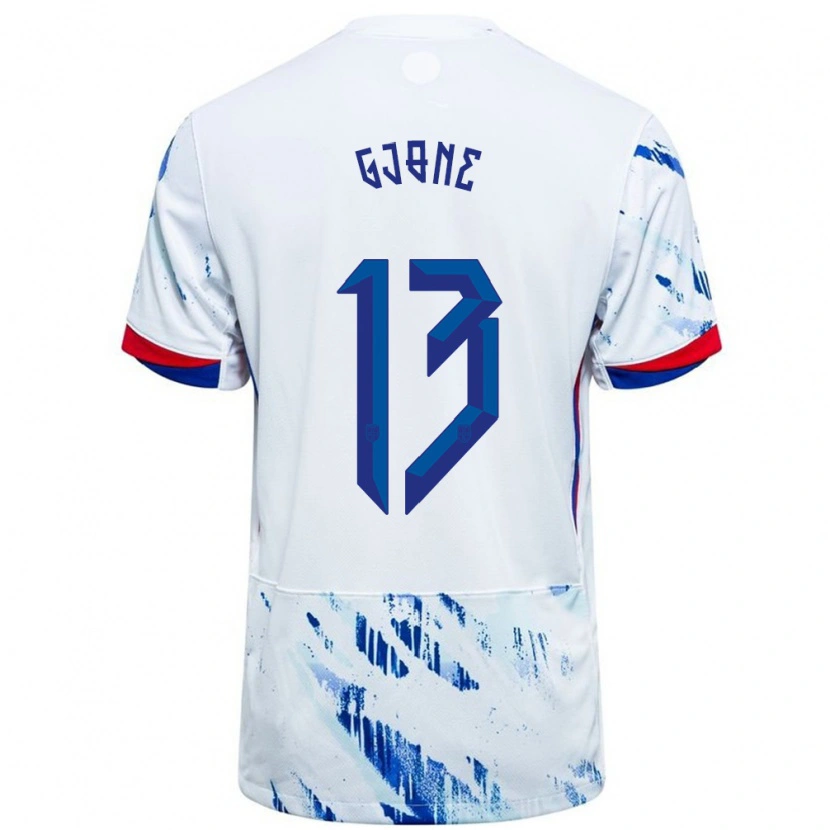 Danxen Kinder Norwegen Martin Gjone #13 Weiß Blau Auswärtstrikot Trikot 24-26 T-Shirt