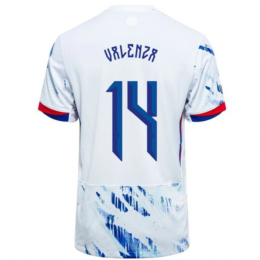 Danxen Kinder Norwegen William Kaldråstøyl Valenza #14 Weiß Blau Auswärtstrikot Trikot 24-26 T-Shirt