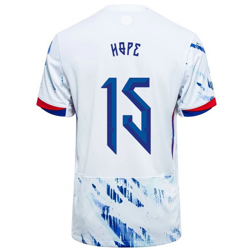 Danxen Kinder Norwegen Mikkel Hope #15 Weiß Blau Auswärtstrikot Trikot 24-26 T-Shirt
