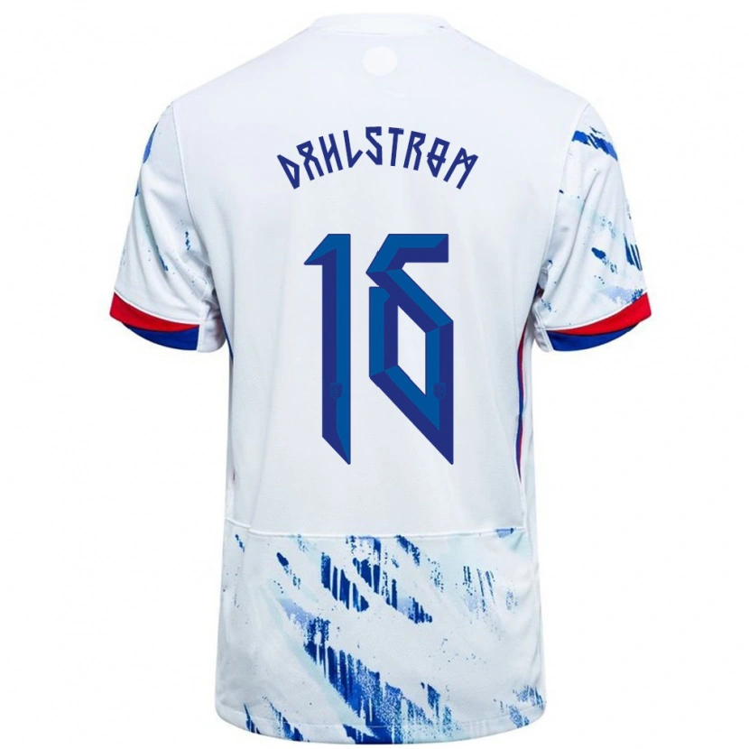 Danxen Kinder Norwegen Leon Dahlstrøm #16 Weiß Blau Auswärtstrikot Trikot 24-26 T-Shirt