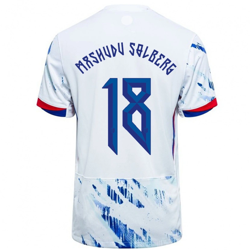Danxen Kinder Norwegen Mathias Mashudu Solberg #18 Weiß Blau Auswärtstrikot Trikot 24-26 T-Shirt
