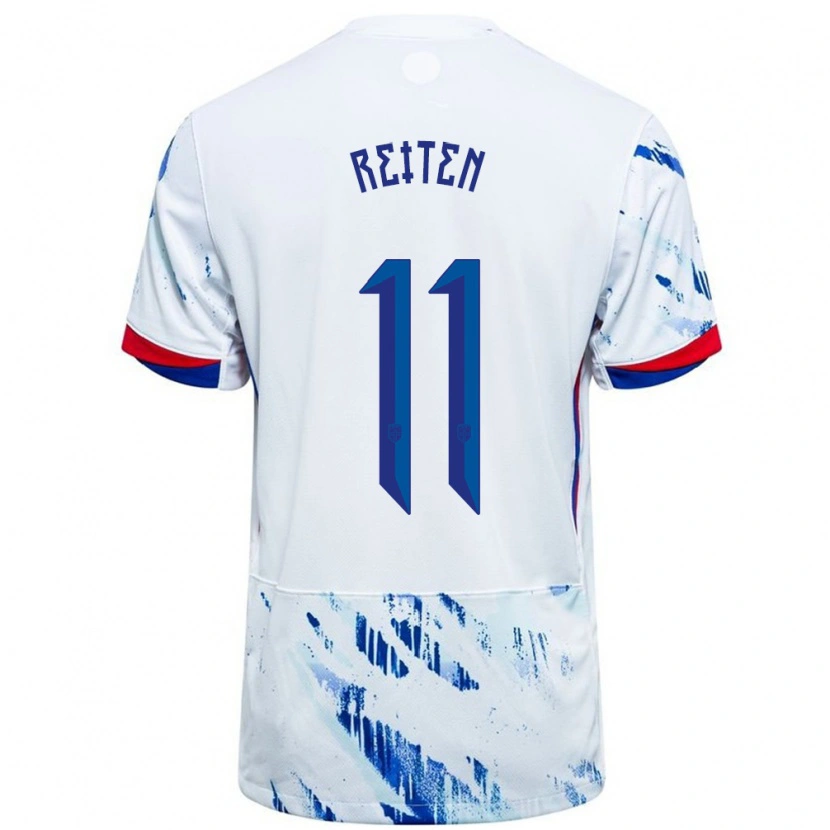 Danxen Kinder Norwegen Guro Reiten #11 Weiß Blau Auswärtstrikot Trikot 24-26 T-Shirt