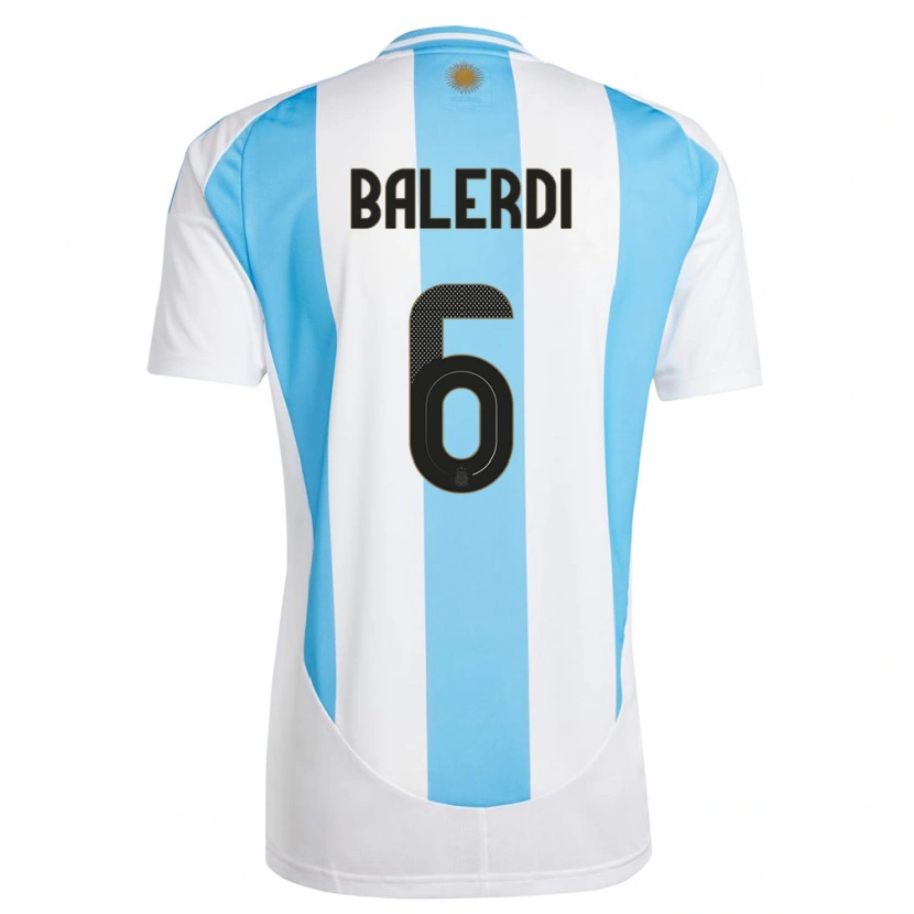 Danxen Herren Argentinien Leonardo Balerdi #6 Weiß Blau Heimtrikot Trikot 24-26 T-Shirt