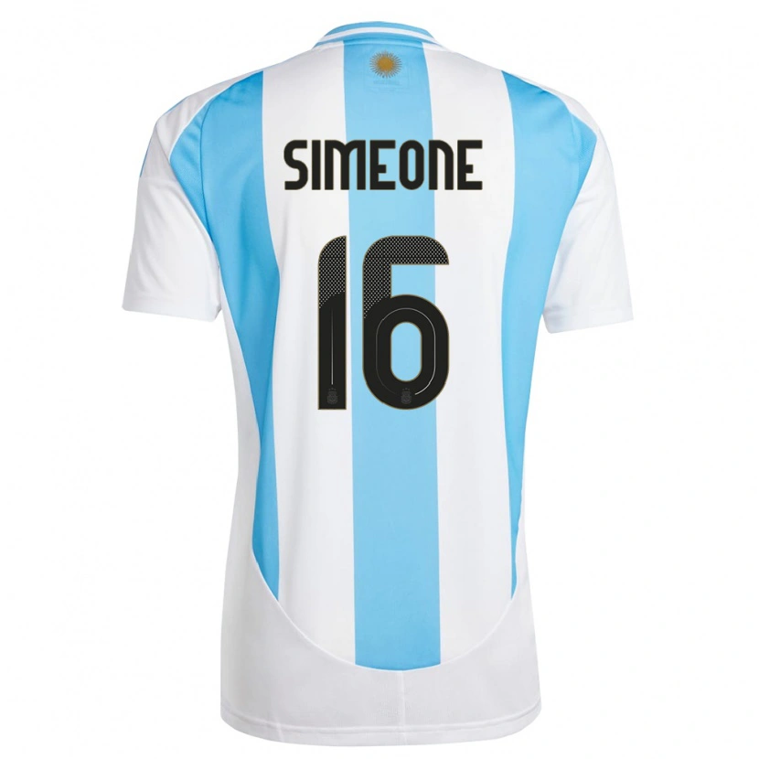 Danxen Herren Argentinien Giuliano Simeone #16 Weiß Blau Heimtrikot Trikot 24-26 T-Shirt