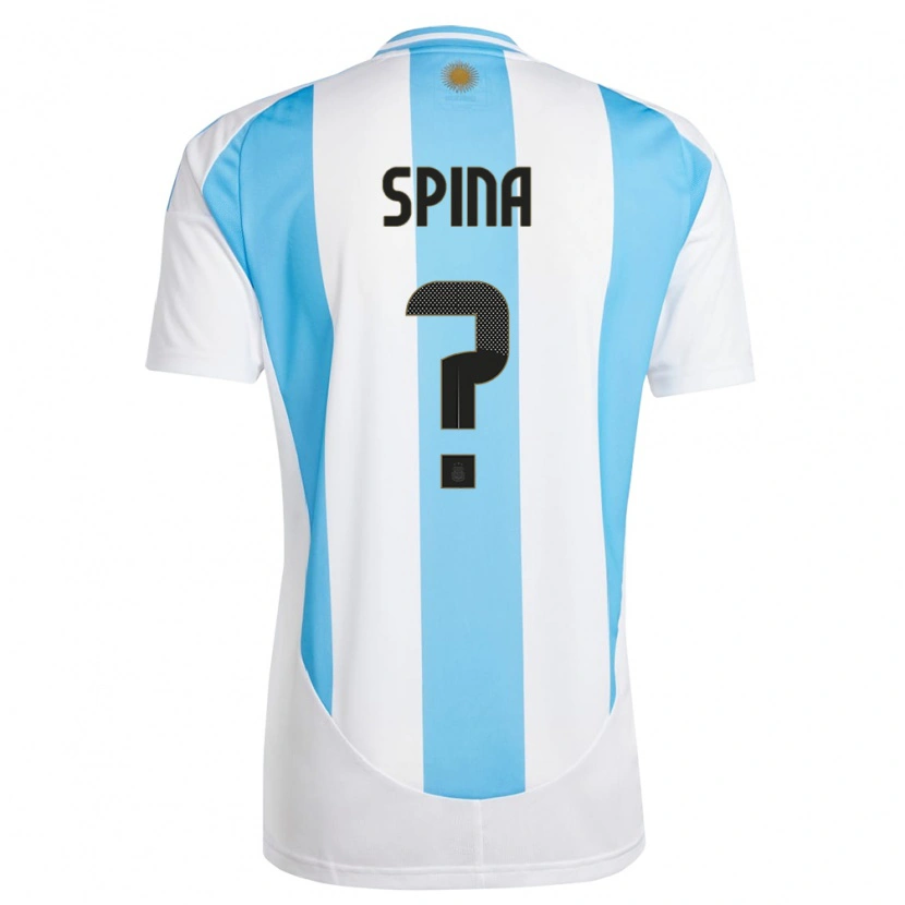 Danxen Herren Argentinien Gerónimo Spina #0 Weiß Blau Heimtrikot Trikot 24-26 T-Shirt