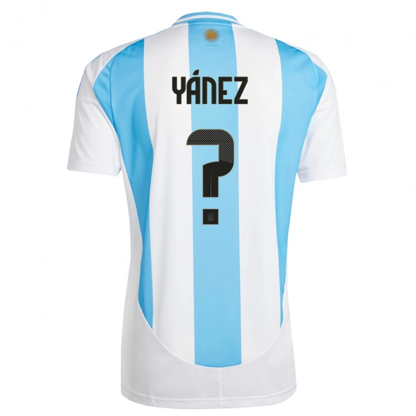 Danxen Herren Argentinien Thiago Yánez #0 Weiß Blau Heimtrikot Trikot 24-26 T-Shirt