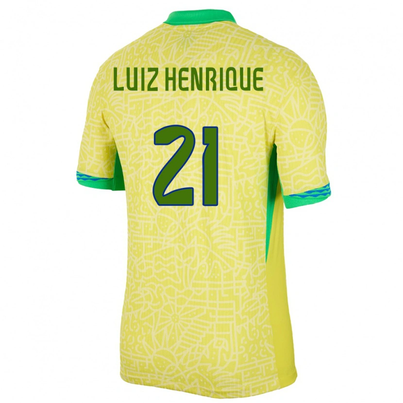 Danxen Herren Brasilien Luiz Henrique #21 Gelb Heimtrikot Trikot 24-26 T-Shirt