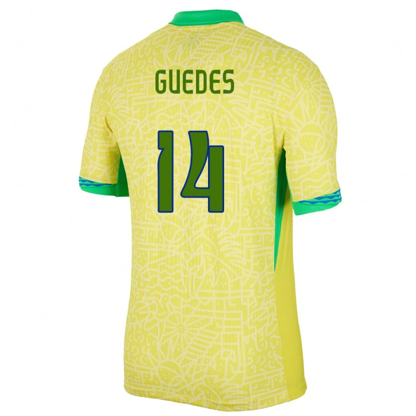 Danxen Herren Brasilien Luis Guedes #14 Gelb Heimtrikot Trikot 24-26 T-Shirt