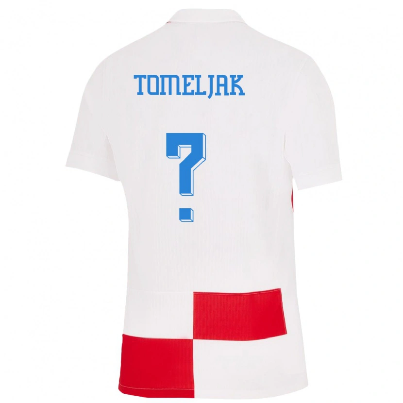 Danxen Herren Kroatien Noa Tomeljak #0 Weiß Rot Heimtrikot Trikot 24-26 T-Shirt