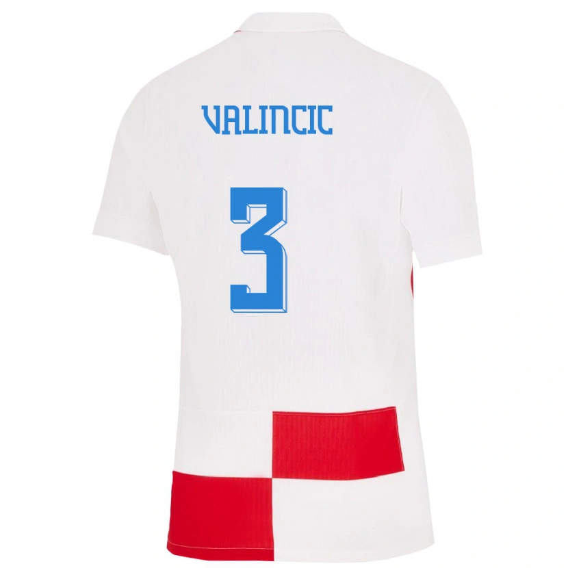 Danxen Herren Kroatien Moris Valincic #3 Weiß Rot Heimtrikot Trikot 24-26 T-Shirt