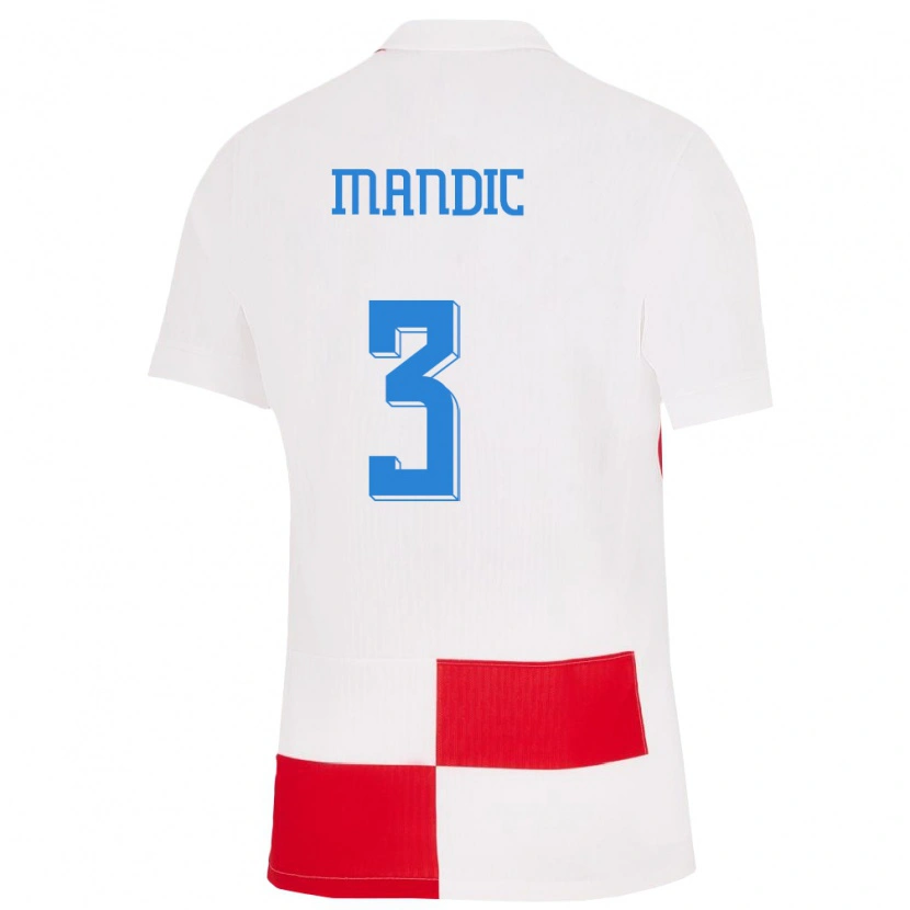Danxen Herren Kroatien Kristian Mandic #3 Weiß Rot Heimtrikot Trikot 24-26 T-Shirt