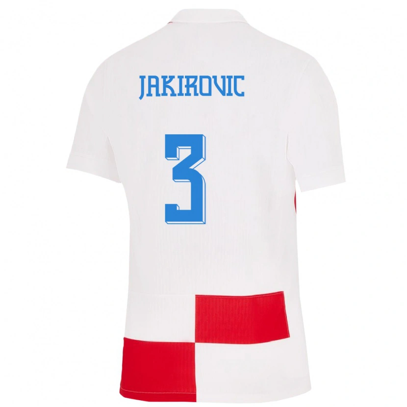 Danxen Herren Kroatien Leon Jakirovic #3 Weiß Rot Heimtrikot Trikot 24-26 T-Shirt