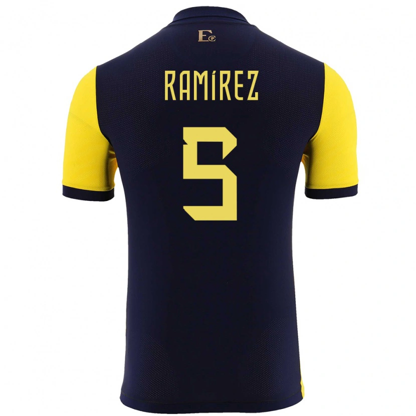 Danxen Herren Ecuador Cristian Ramírez #5 Gelb Heimtrikot Trikot 24-26 T-Shirt