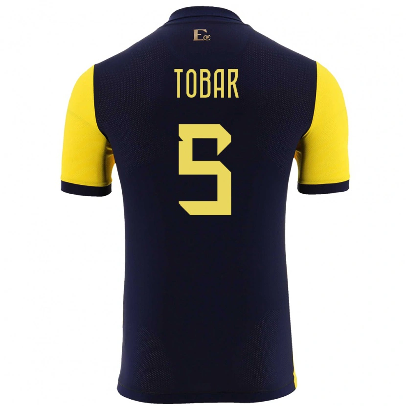 Danxen Herren Ecuador Bolívar Tobar #5 Gelb Heimtrikot Trikot 24-26 T-Shirt