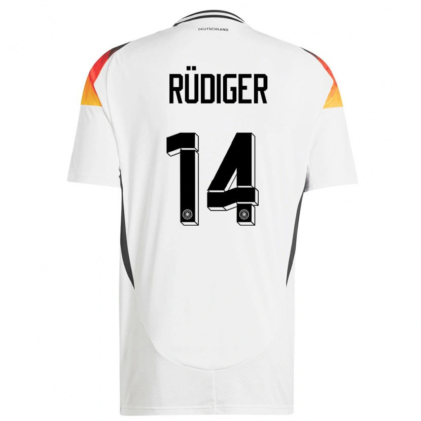 Danxen Herren Deutschland Fin-Luca Rüdiger #14 Weiß Heimtrikot Trikot 24-26 T-Shirt