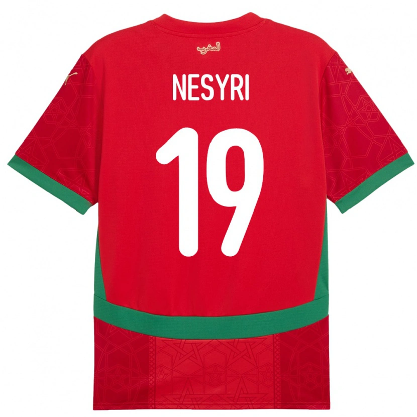 Danxen Herren Marokko Youssef En-Nesyri #19 Rot Heimtrikot Trikot 24-26 T-Shirt