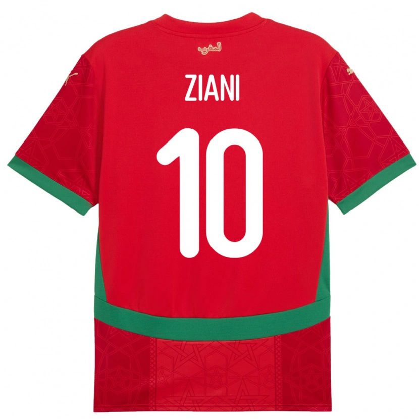 Danxen Herren Marokko Ismael Ziani López #10 Rot Heimtrikot Trikot 24-26 T-Shirt