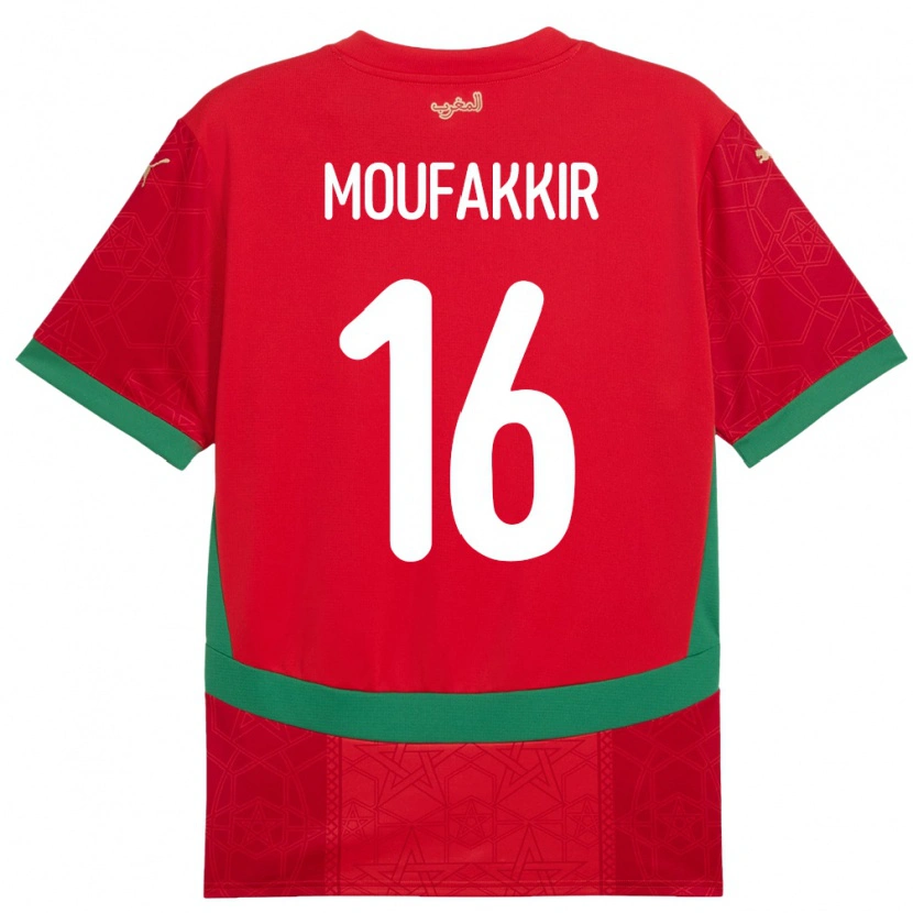 Danxen Herren Marokko Ishak Moufakkir #16 Rot Heimtrikot Trikot 24-26 T-Shirt