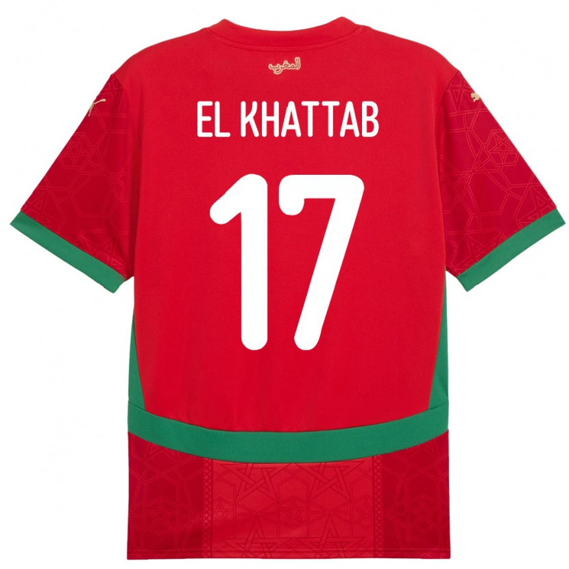 Danxen Herren Marokko Omar El Khattab #17 Rot Heimtrikot Trikot 24-26 T-Shirt
