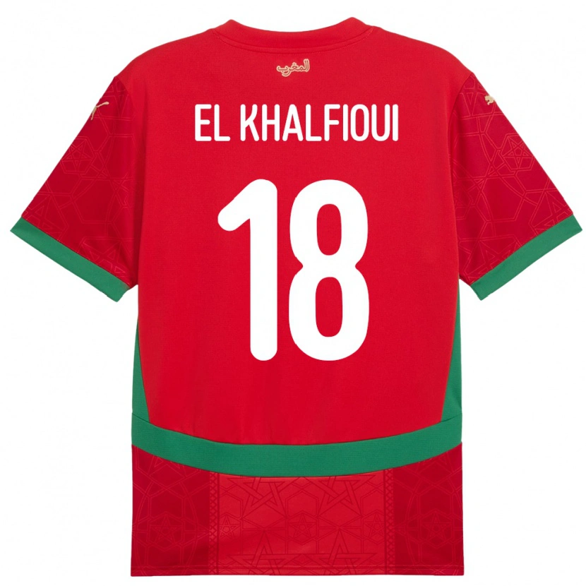 Danxen Herren Marokko Zakari El Khalfioui #18 Rot Heimtrikot Trikot 24-26 T-Shirt