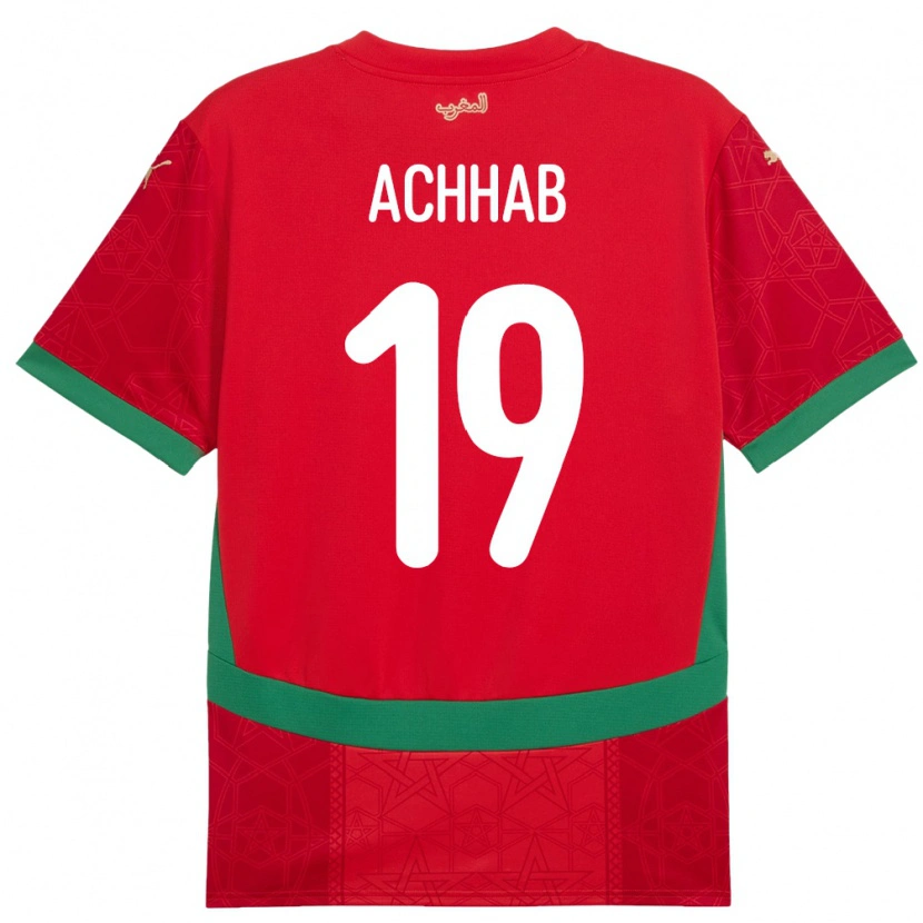 Danxen Herren Marokko Abdeslam Achhab #19 Rot Heimtrikot Trikot 24-26 T-Shirt