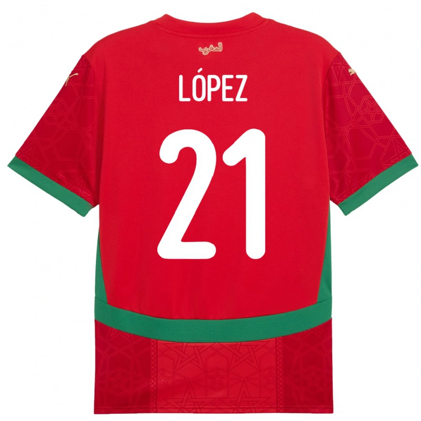 Danxen Herren Marokko Mani López #21 Rot Heimtrikot Trikot 24-26 T-Shirt
