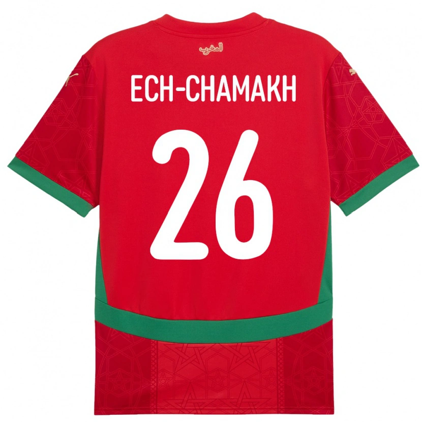 Danxen Herren Marokko Jamal Ech-Chamakh #26 Rot Heimtrikot Trikot 24-26 T-Shirt