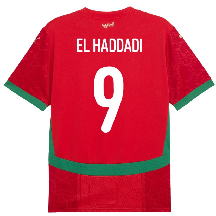 Danxen Herren Marokko Munir El Haddadi #9 Rot Heimtrikot Trikot 24-26 T-Shirt