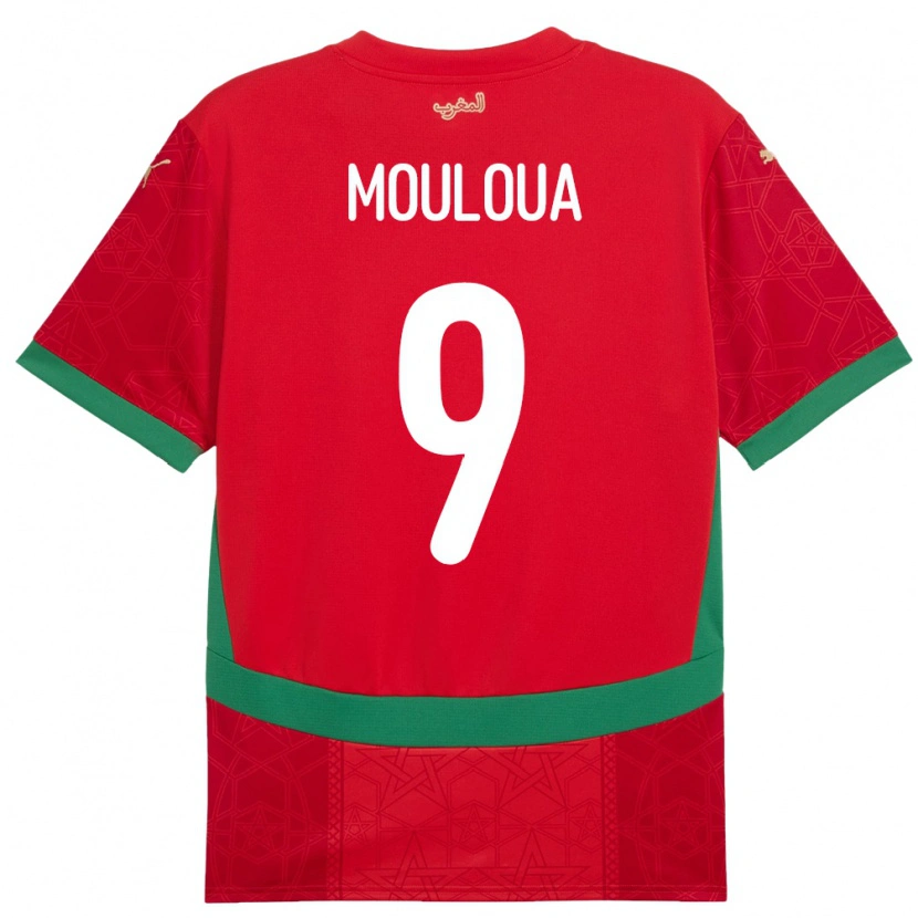 Danxen Herren Marokko Ayoub Mouloua #9 Rot Heimtrikot Trikot 24-26 T-Shirt