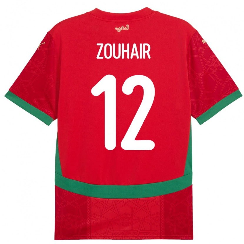 Danxen Herren Marokko Assia Zouhair #12 Rot Heimtrikot Trikot 24-26 T-Shirt