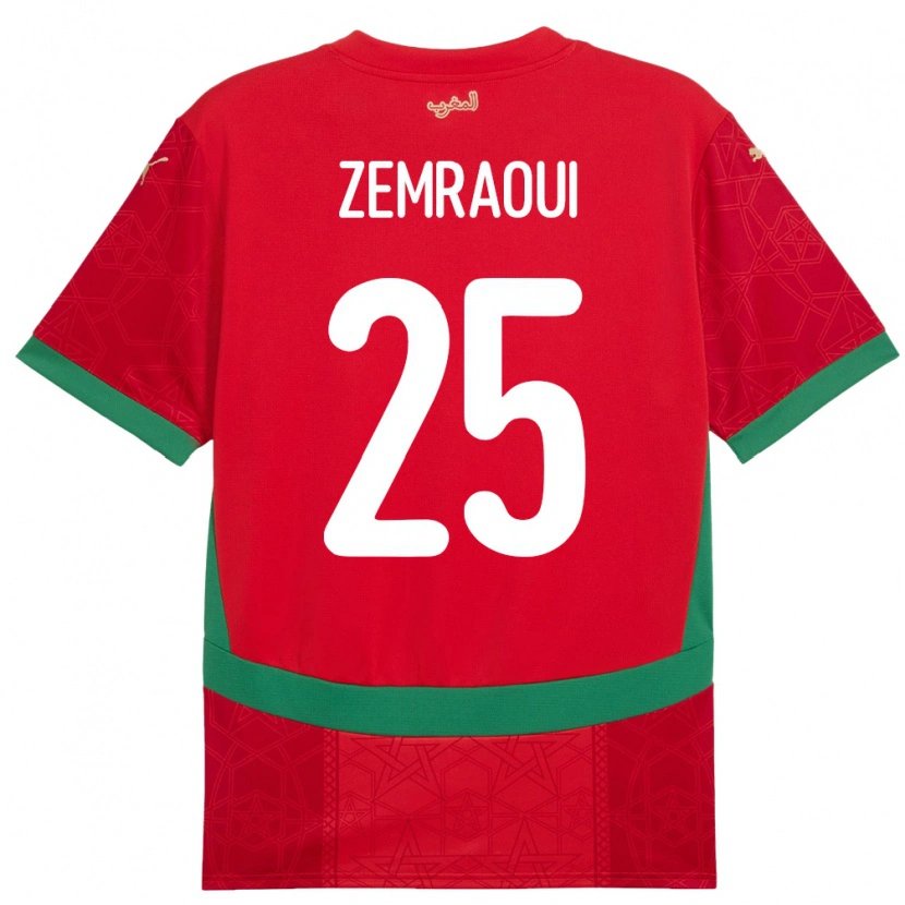 Danxen Herren Marokko Oussama Zemraoui #25 Rot Heimtrikot Trikot 24-26 T-Shirt